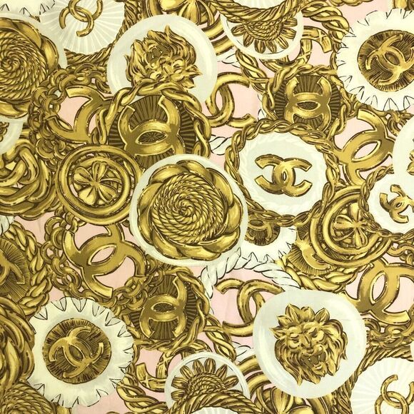 CHANEL Accessories - CHANEL CC Logo Pink 100% Silk Jewelry Print Scarf